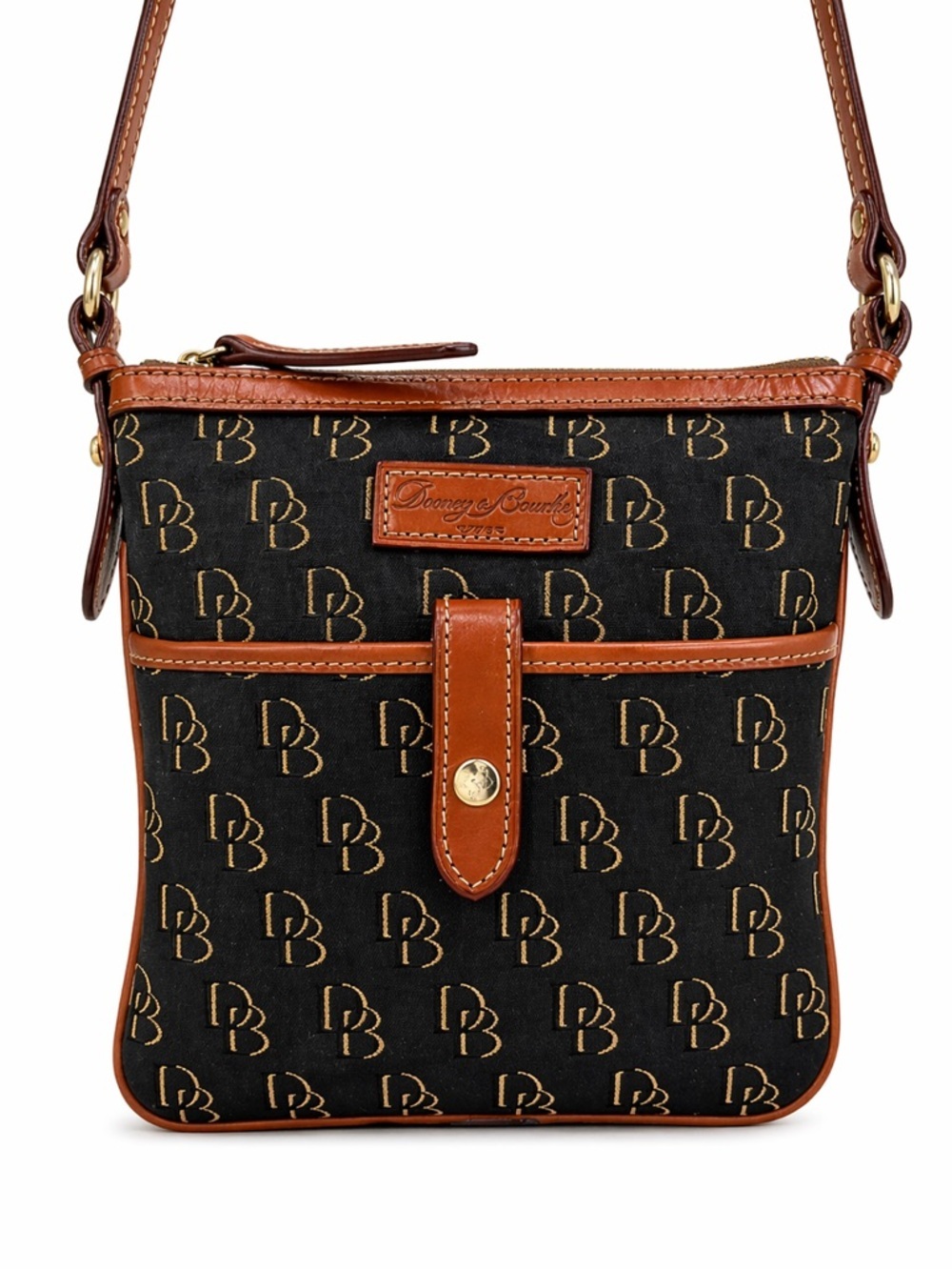 Vintage Dooney & Bourke Signature DB Crossbody Bag Black Y2K
